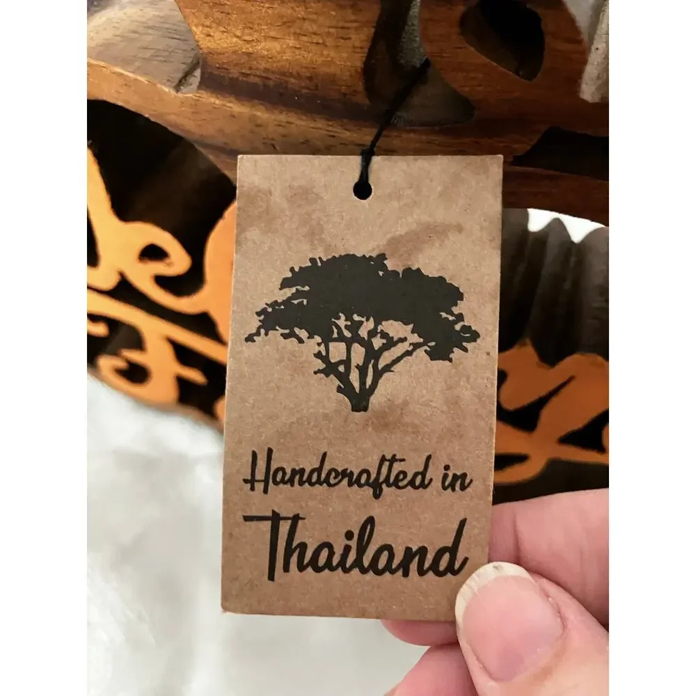 Handcrafted Acacia Wood Welcome Fall Pumpkin Decor Thailand Autumn Farmhouse